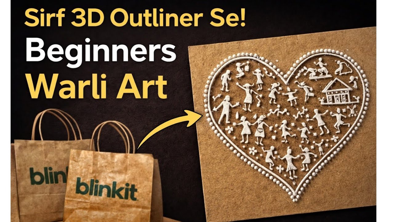 Beginners Ke Liye 3D Outliner Se Warli Art | Flipkart Bag DIY #artandcraft #viral #diy 