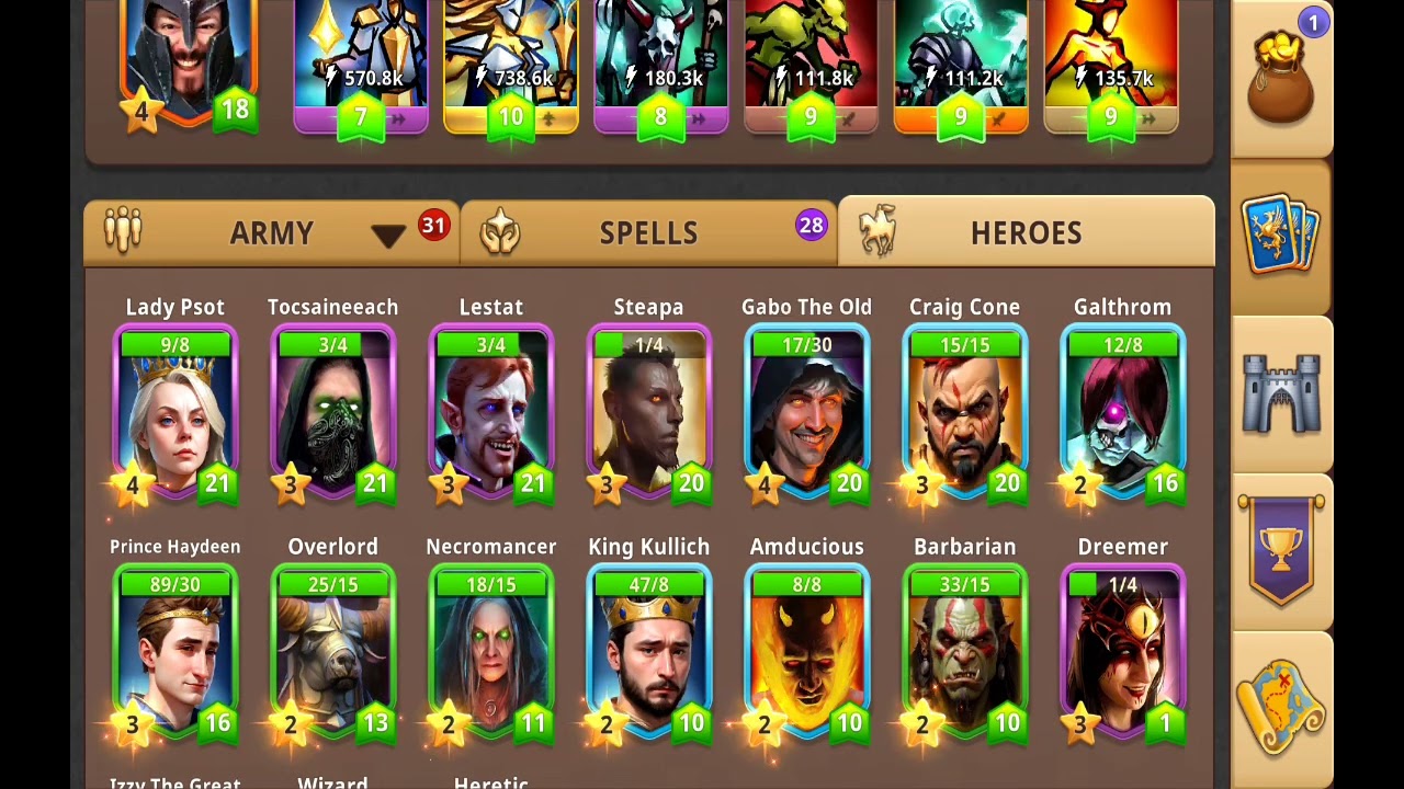 Magic war legends, many battles on adventure & arena 10, with voice, raise level of slayer & lestat