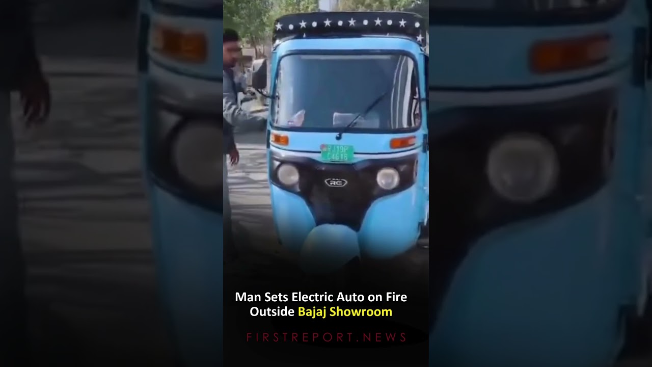 Man Sets Electric Auto on Fire Outside Bajaj Showroom
