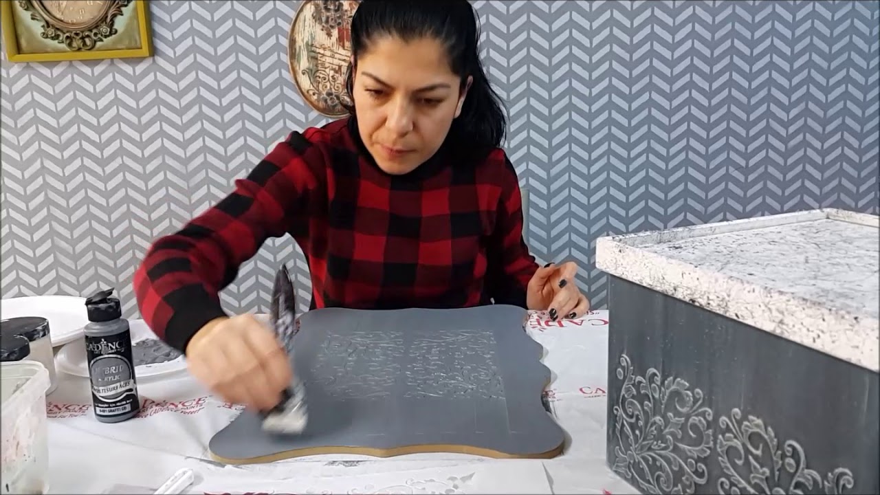 Meyra Hobi Stencil ile Rölyef Pasta ve Eskitme