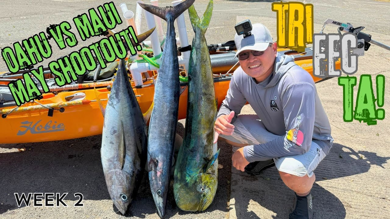 TRIFECTA!!! YFT, Mahi, Wahoo | Week 2 | Oahu v Maui Shootout | Kayak Fishing Hawaii