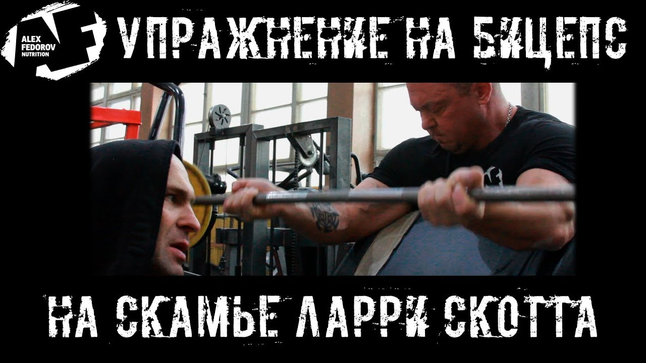 Упражнение на бицепс на скамье Ларри Скотта \ Preacher bench curls