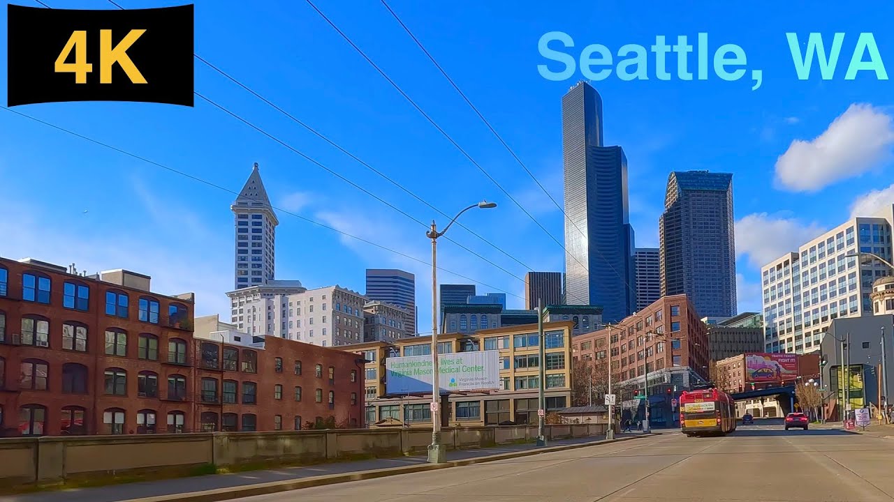 Downtown Seattle, WA Driving Tour in Spring 2023.