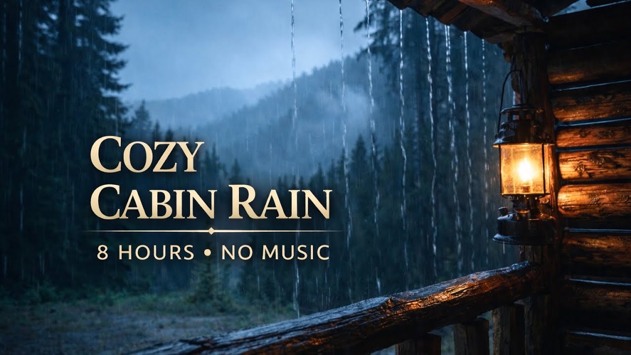 8 Hours Cozy Cabin Rain | Mountain Storm Shelter • No Music