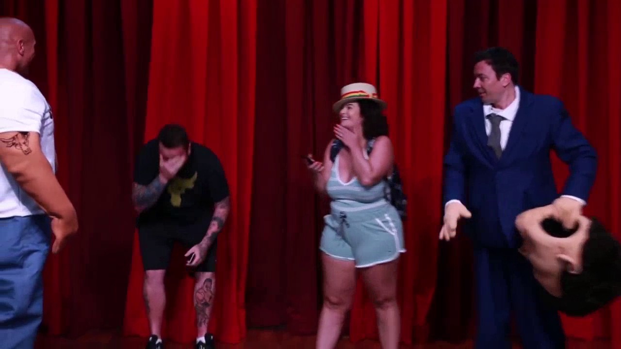 Fan of Dwayne Johnson Gets Photobombed by The Rock + Jimmy Fallon