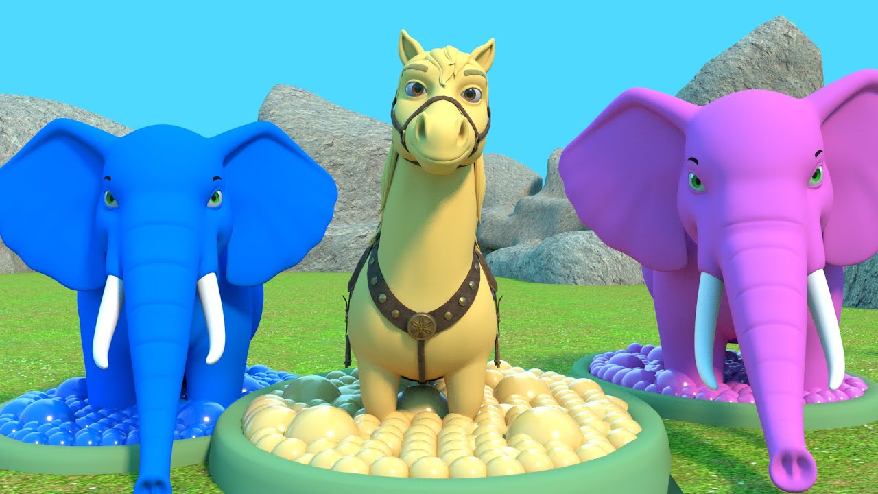 एक मोटा हाथी + लकड़ी की काठी | Ek Mota Hathi In Color Nursery Rhymes for Childrens