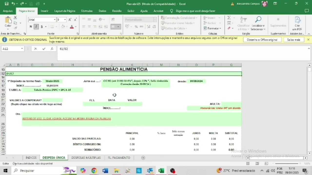 Planilha TJSP lei 14.905/2025