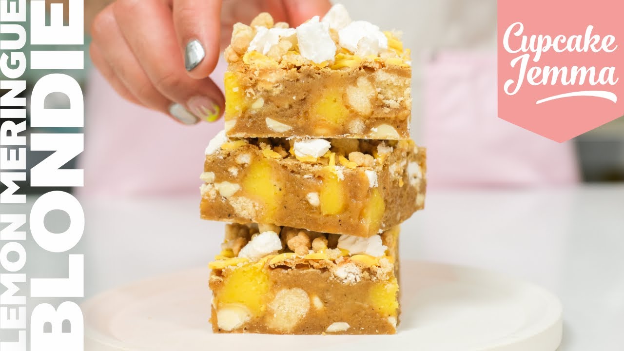 Chunky Lemon Meringue Bar Blondie Recipe | Cupcake Jemma