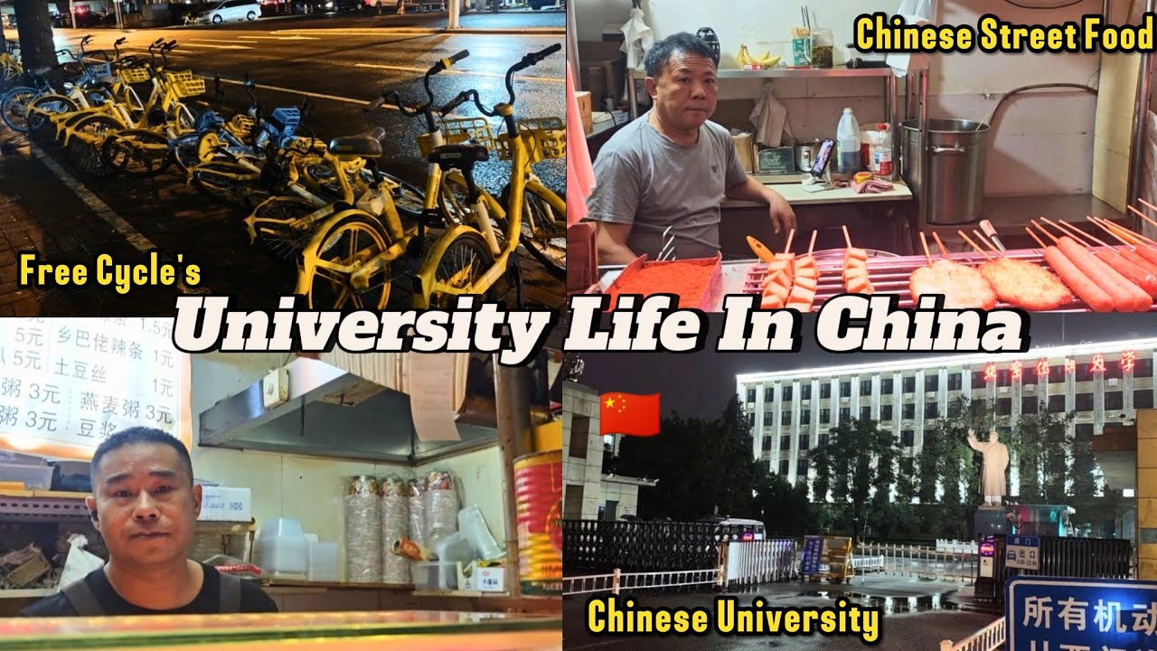 China Nightlife | Campus Life, Free Cycles & Street Food 🍜🇨🇳