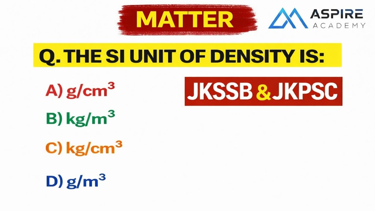 TOP🔥 20 MCQs On Matter, Exam Oriented | Most Expected For JKSSB & JKPSC | PYQs Included | FAA,