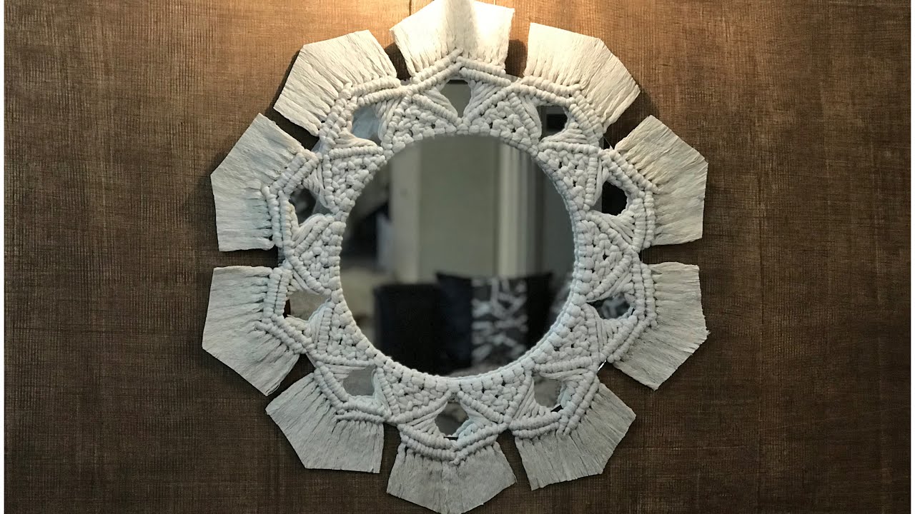 مراية مكرمية باطار سهل من غرزتين بسmacrame mirror frame