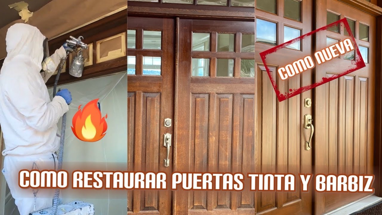 Como repintar puertas de madera, tinta y barniz! Como nueva 😱
