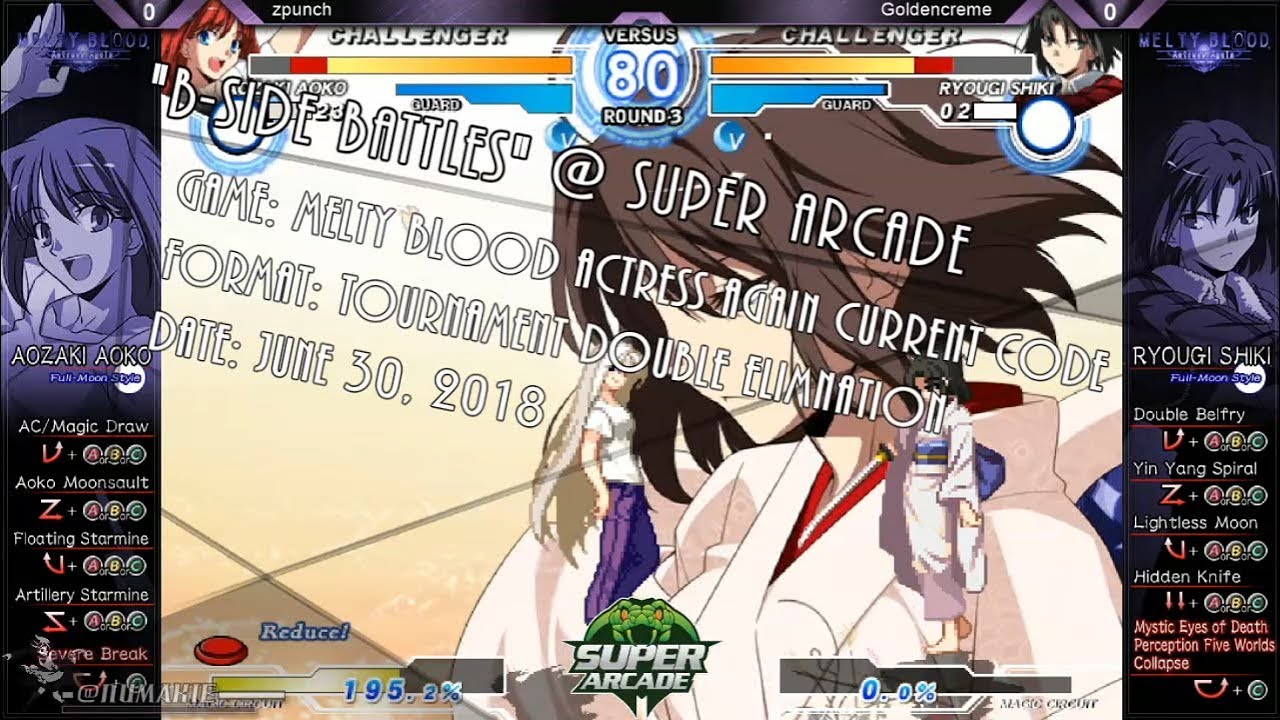 B-Side Battles @ Super Arcade - MBAACC Tournament (Match Timestamps)