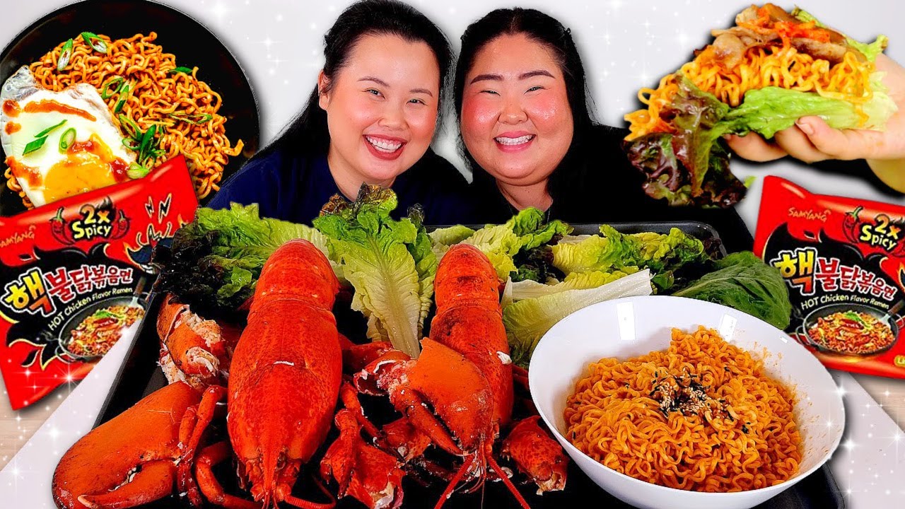 ГИГАНТСКИЙ ЛОБСТЕР, МОРЕПРОДУКТЫ, ВАРЕНЫЕ НА ОГНЕ, ЯДЕРНАЯ ЛАПША РАМЕН, МУКБАНГ, ШОУ ПОЕДАНИЯ! + ...