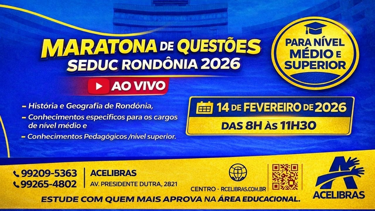 MARATONA DE QUESTÕES - SEDUC- RONDÔNIA 2026