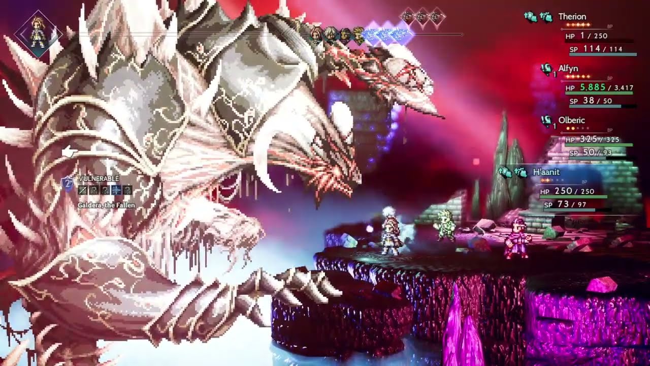 Octopath Traveler - Level 1 Party vs Galdera Phase 2