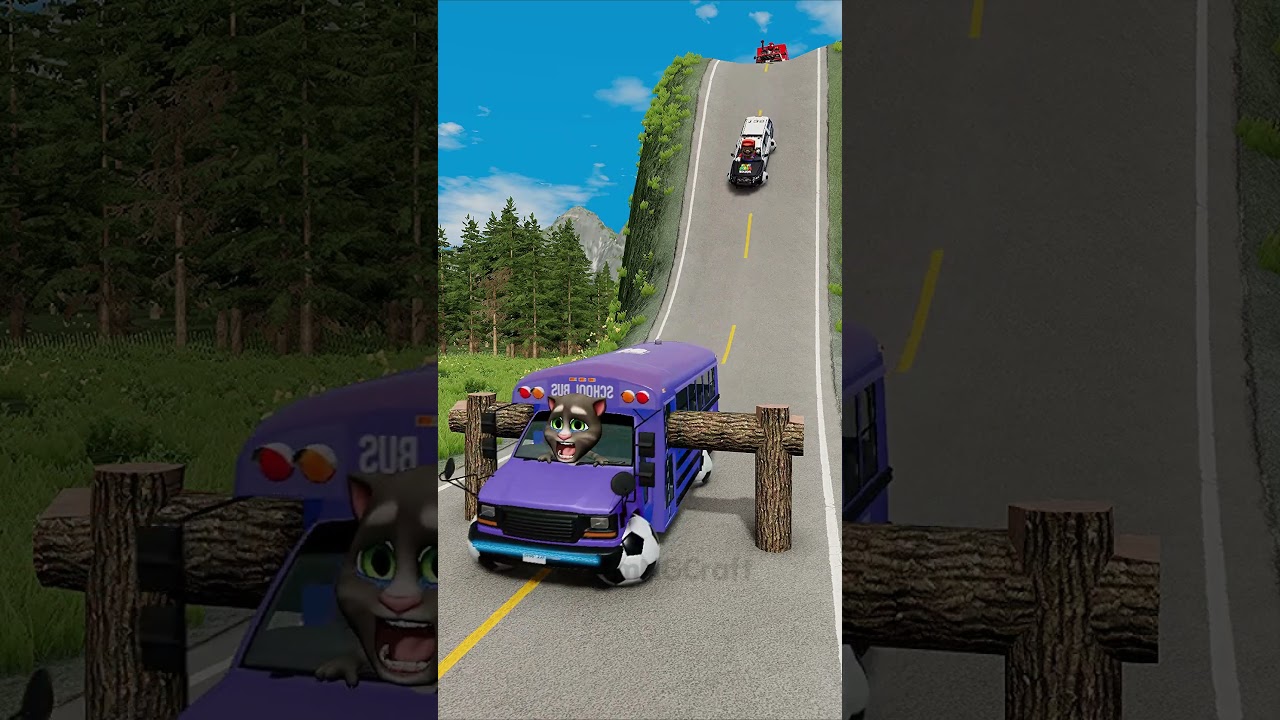Strange Bus & Ambulance & Police vs Logs Trap in BeamNG.drive