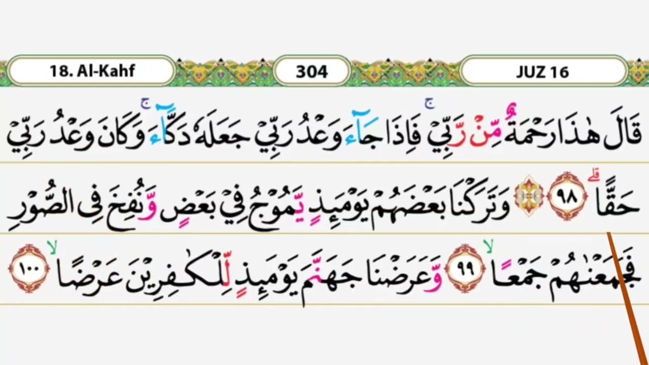 Belajar ngaji pelan dan tajwidnya surat Al Kahfi ayat 98-100