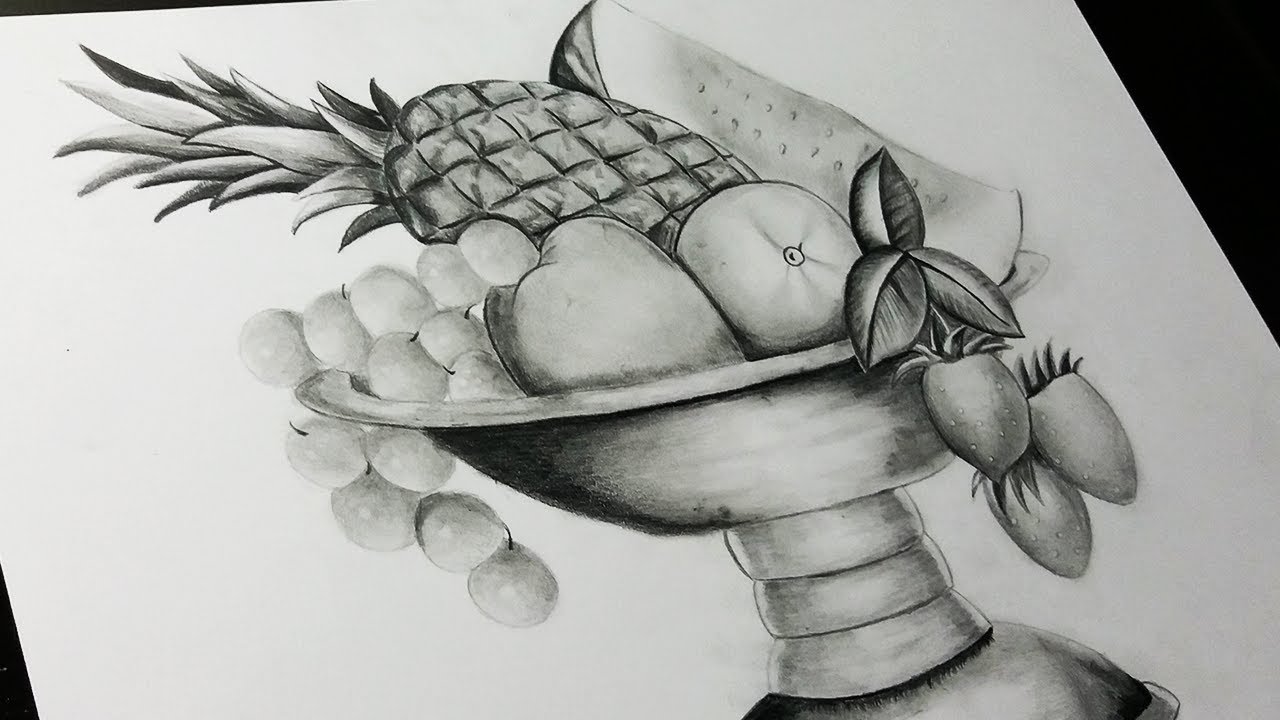Como Dibujar un Bodegon con FRUTAS 🍉🍍🍎