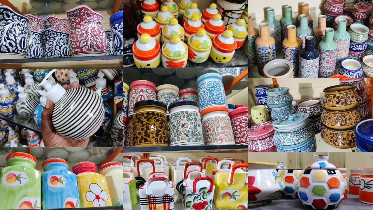 CERAMIC JARS/MUGHAL PRINTED AND HANDPRINTED AIRTIGHT JARS/#Ceramichadwashdispenser /ceramicspoonrest