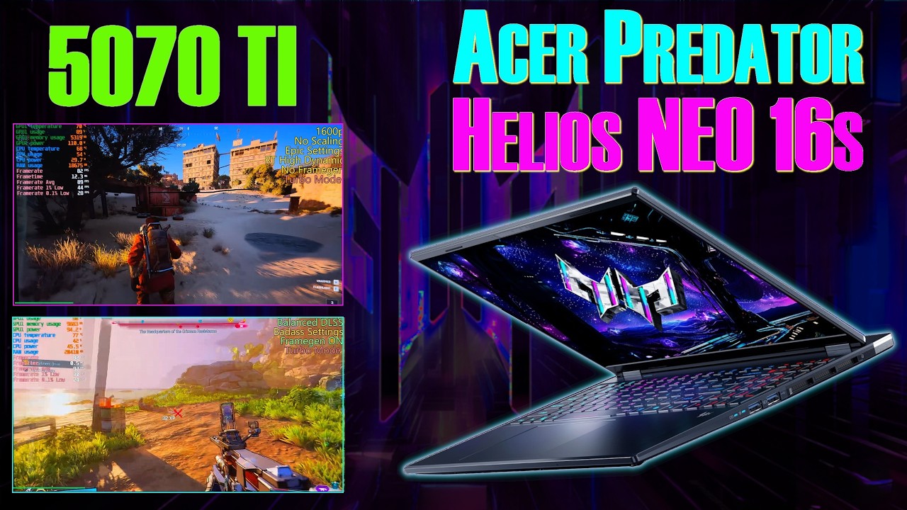 Acer Predator Helios Neo 16s (Slim) -  GAME TESTING -  RTX 5070 TI Model