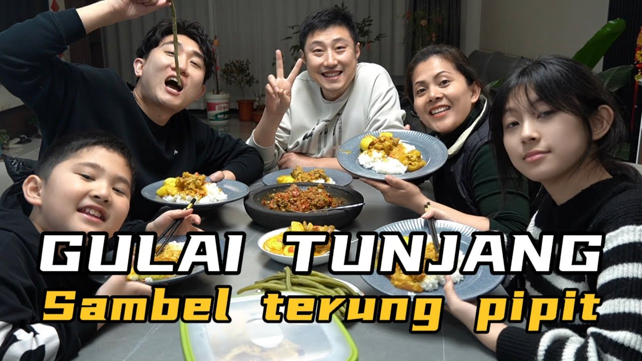 MASAKAN GULAI TUNJANG PADANG DAN SAMBAL TERUNG PIPIT,LIHAT SUAMI KU MAKAN REBUTAN