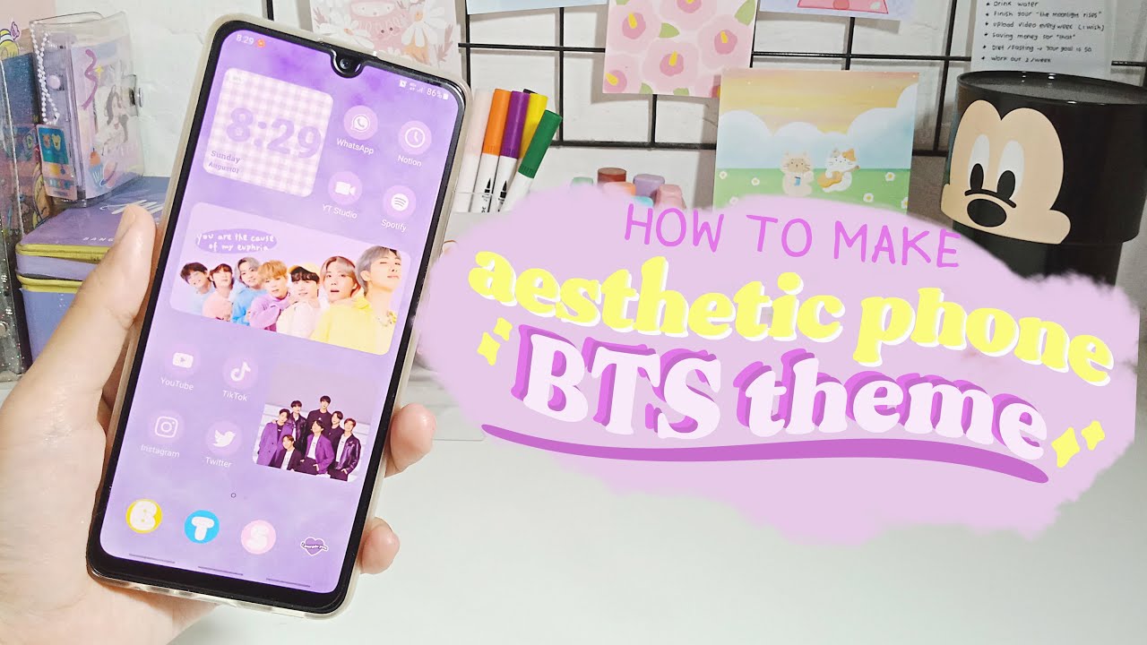 how to make aesthetic phone android - BTS theme