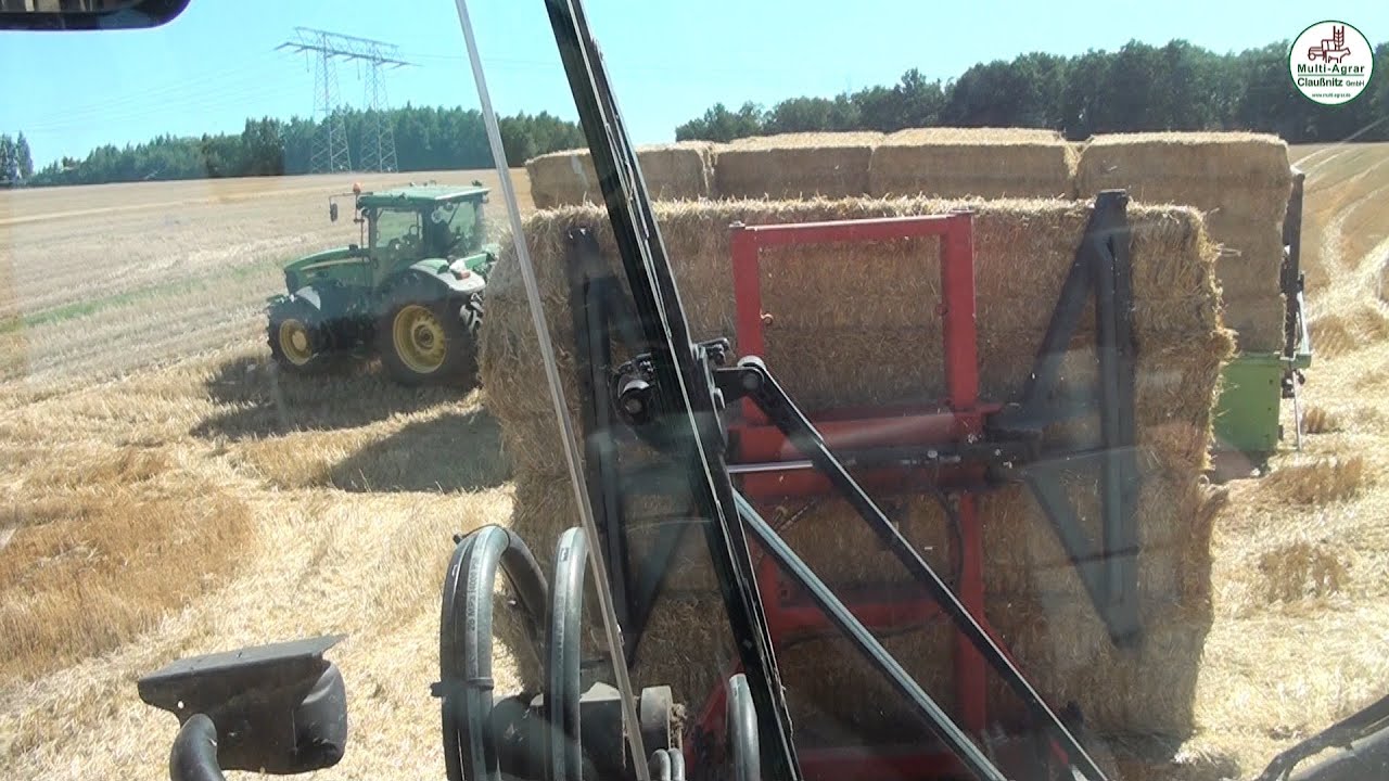 Strohernte in der Gerste mit John Deere, Claas und JCB, Straw Harvest - Multi Agrar Claußnitz