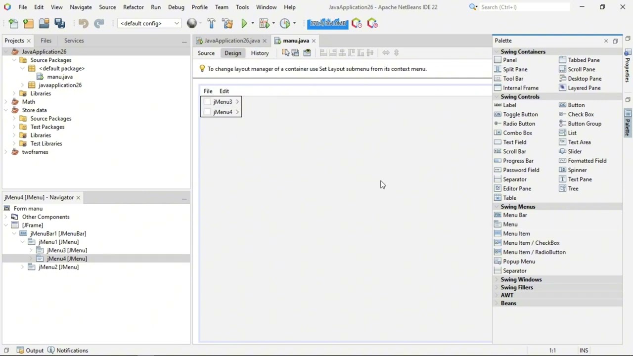 how to create a menu in java netbeans #java #menu #jframe