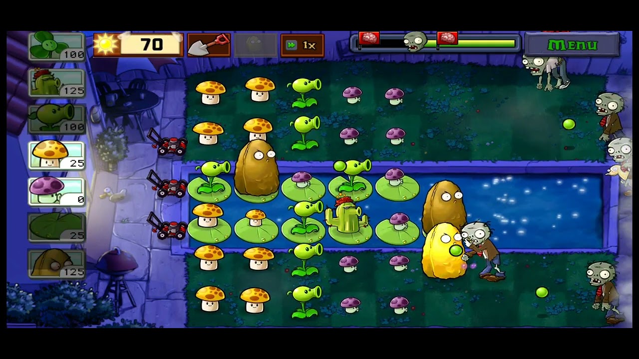 Plants Vs Zombies  - Fog - Level 4 (4 of 10) (4/10) - Gameplay (NO BGM)
