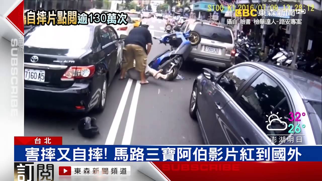害摔又自摔！ 馬路三寶阿伯影片紅到國外