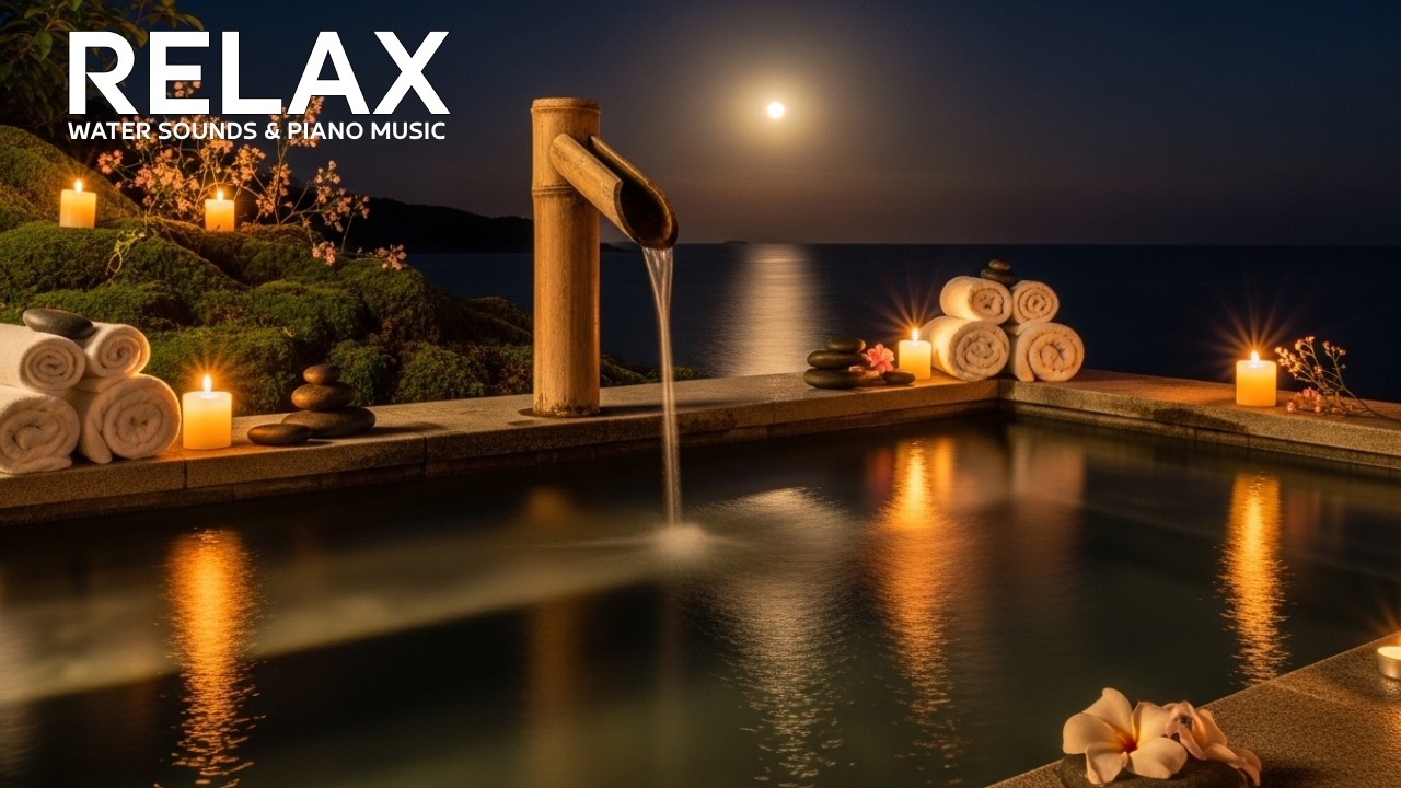🌿 Zen Water Garden Night & Piano | Gentle Mindful Rest 🌿