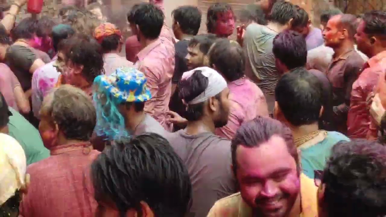 Holi celebration of nardiya Nikunj pariwar Radha Madhav Mandir Ghaziabad Shri Naresh bhaiya ji