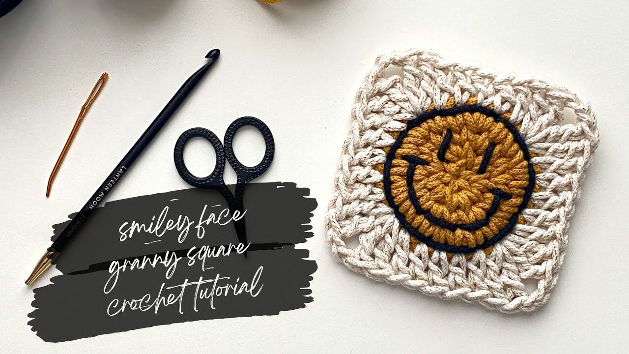 Smiley Face Granny Square | Crochet Tutorial