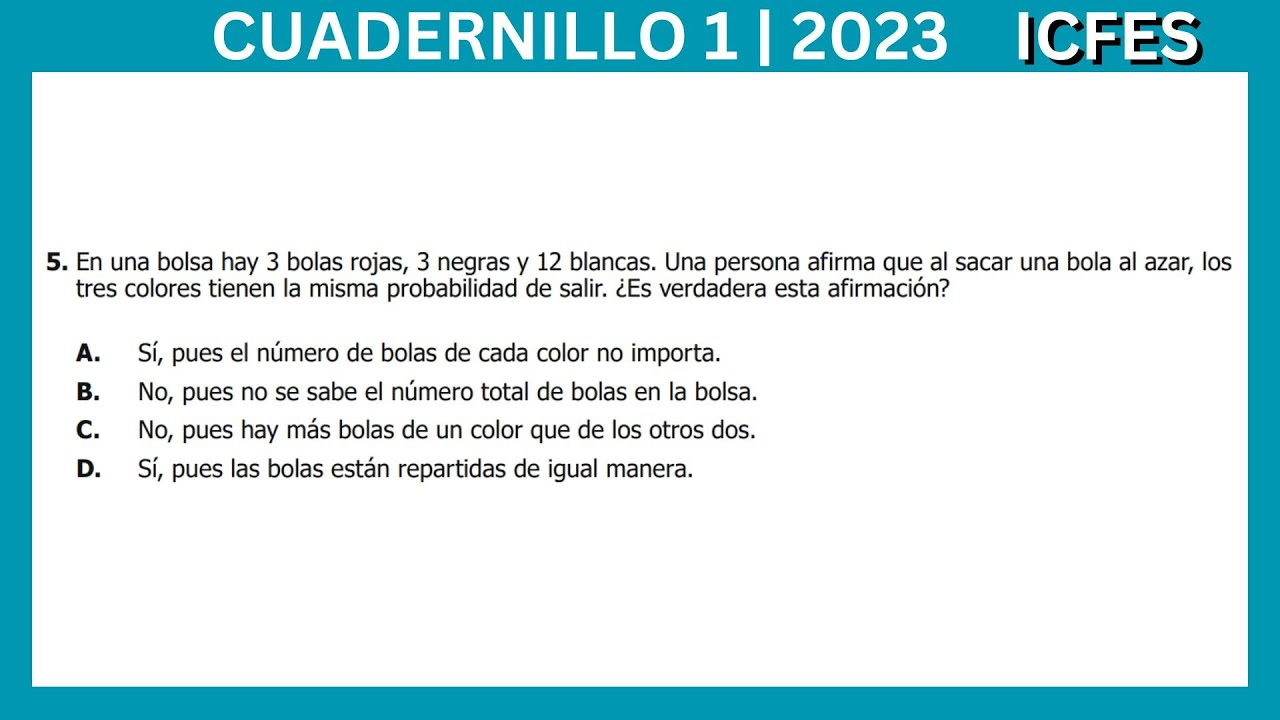 ICFES Matemáticas | parte 3/8 | Cuadernillo 1- 2023