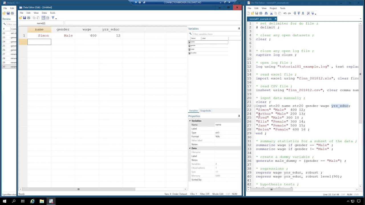 Stata 11   manually insert data
