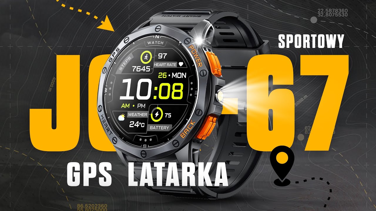Sportowy Smartwatch Męski JG Smart JGR-67 GPS z latarką 🌐🚴⚽