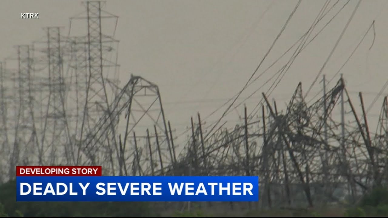 Houston storms damage buildings and cut power for hundreds of thousands; at least 4 dead