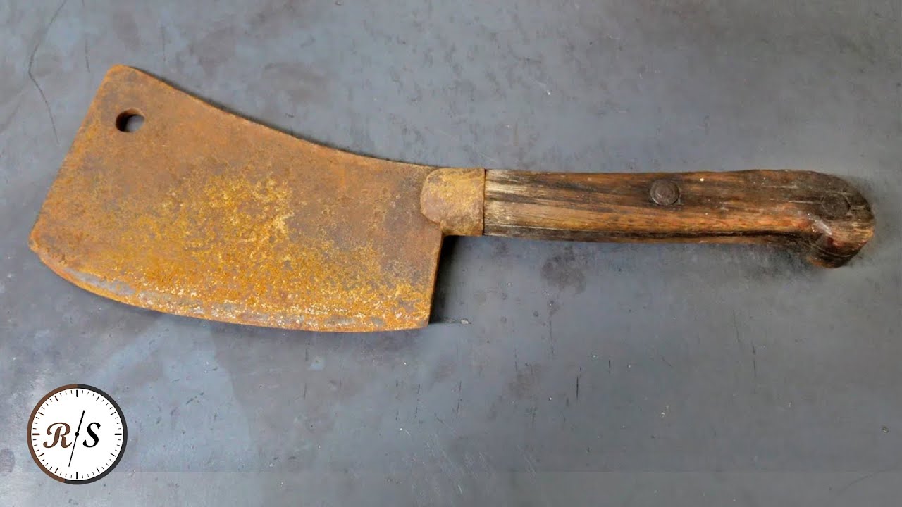 Rusty Butcher's Cleaver Knife Restoration