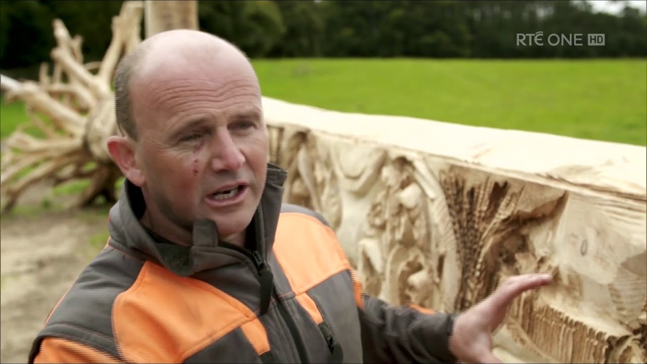 John Hayes and his  20-metre-long wooden Viking sword.