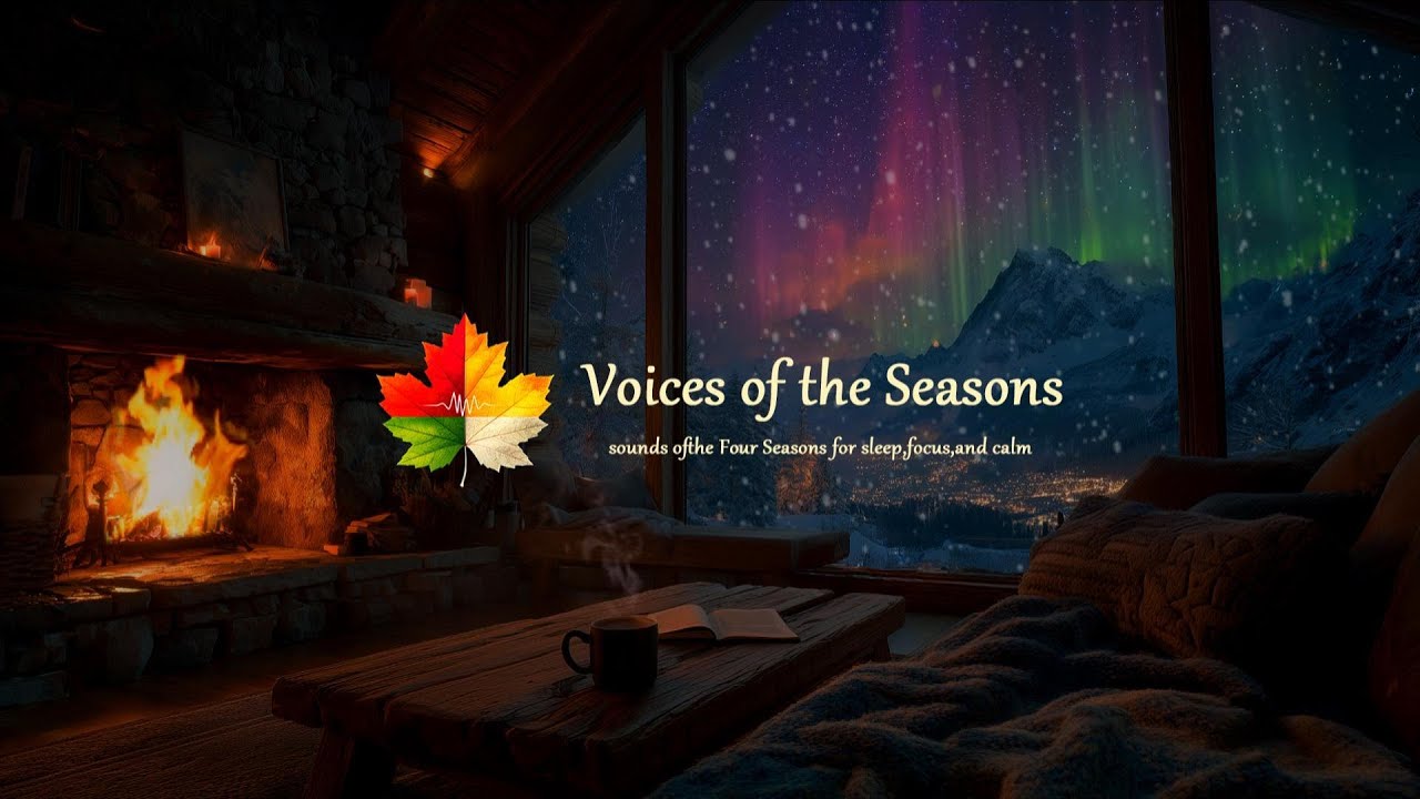 🔥Winter Cabin Fireplace | Gentle Fire Crackling and Snowfall ❄️ Sounds for Deep Sleep & Relaxation
