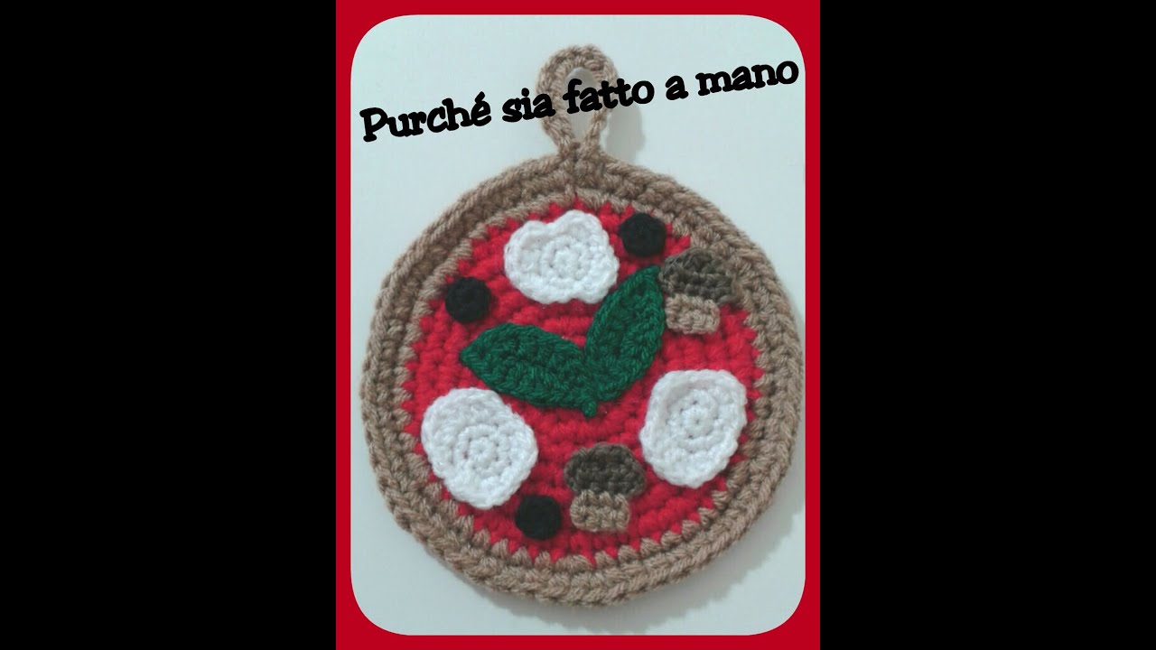 Presina "PIZZA" all'uncinetto - Crochet Pizza Pot Holder with English sub - Collab. Tati's Things