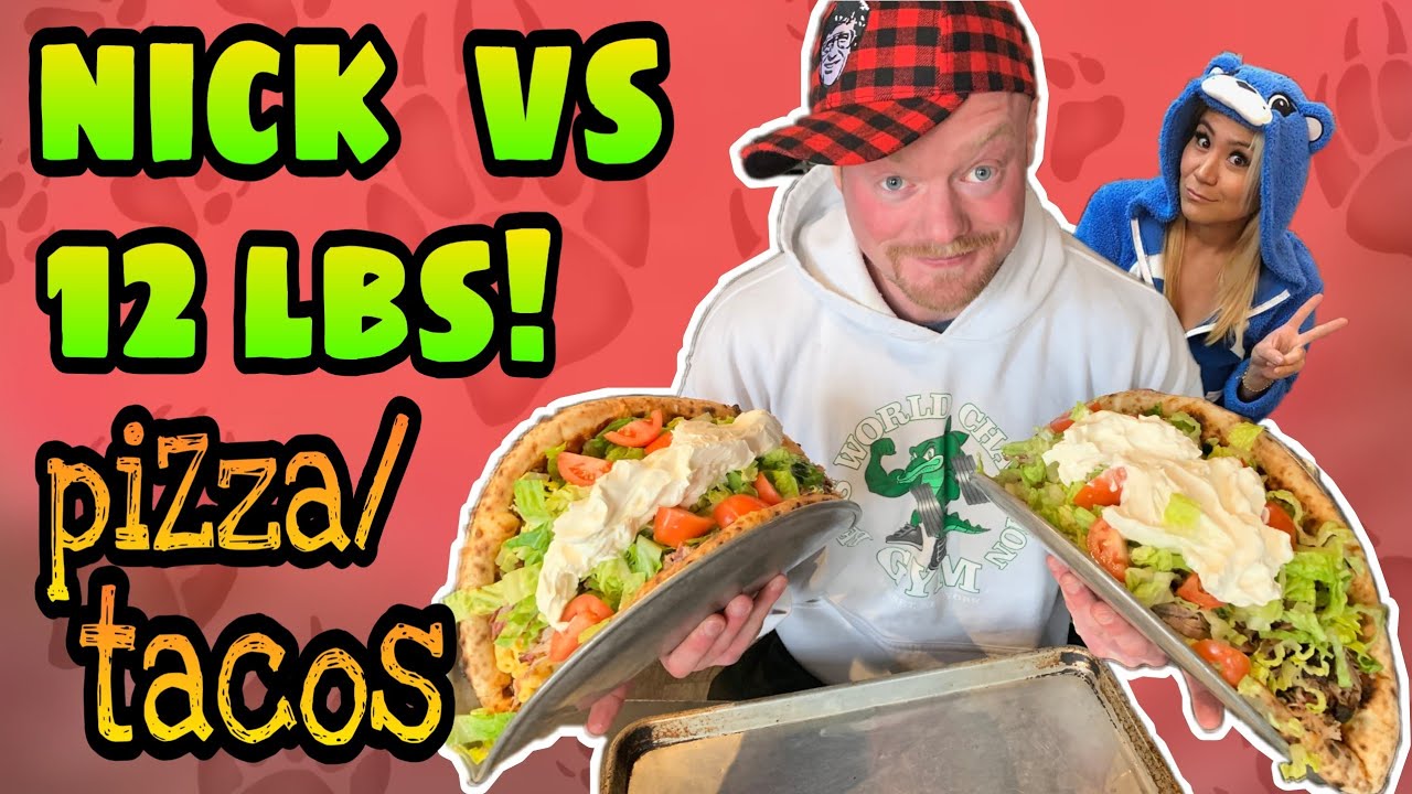 BODYBUILDER VS MASSIVE 12LB PIZZA TACO | DOUBLE FOOD CHALLENGE | NICK WEHRY & MIKI SUDO AT BLIND PIG