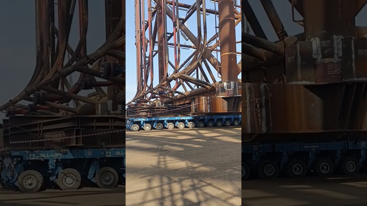 6200 Ton offshore jacket moving on Excel for load out
