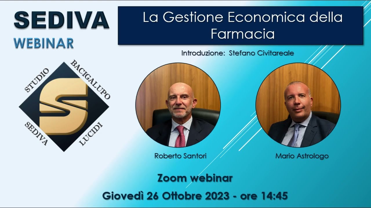 WEBINAR SEDIVA n. 4 La gestione economica della farmacia 26.10.2023