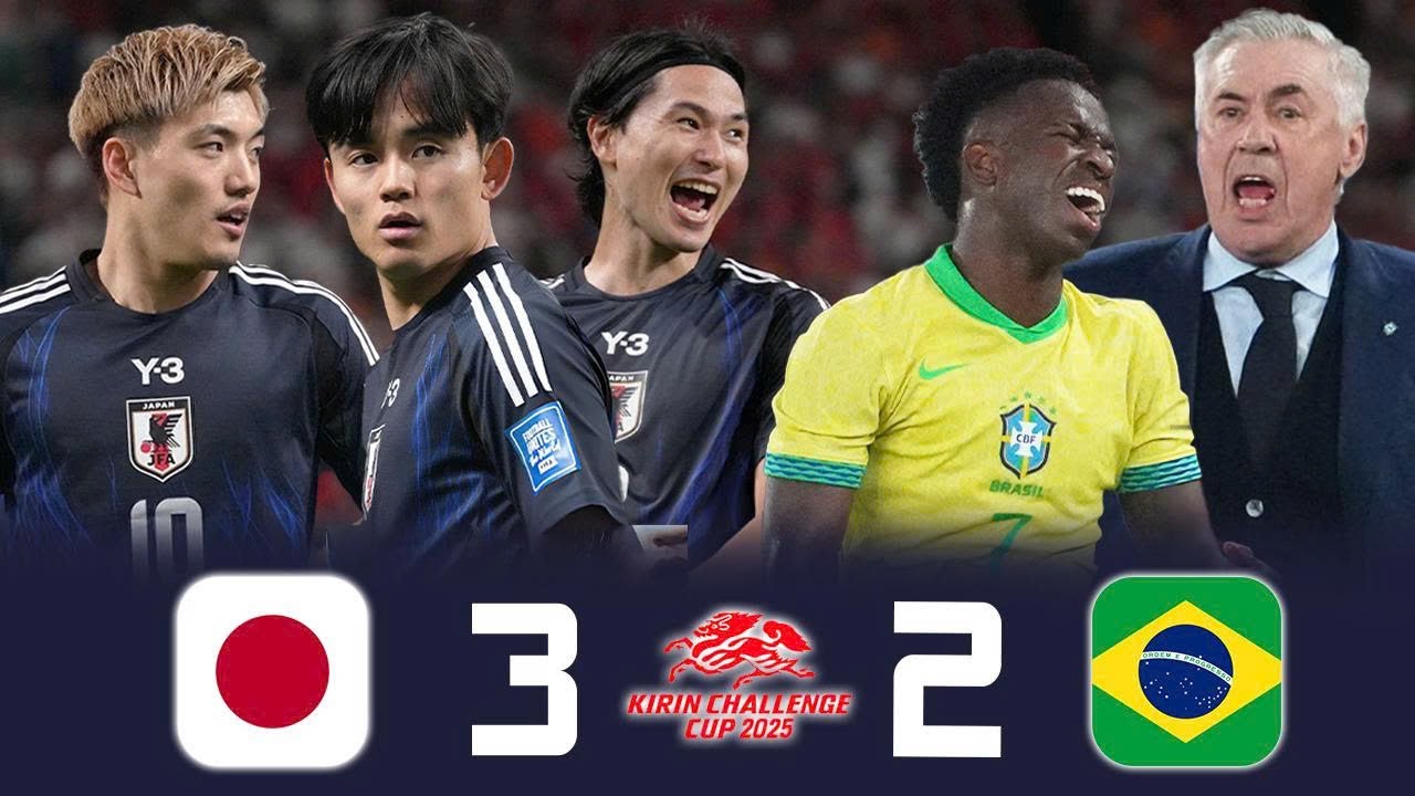 森保ジャパンが世界に衝撃、後半3発でブラジル撃破🤯🔥 ❯アンチェロッティも日本代表 の勢いに屈す