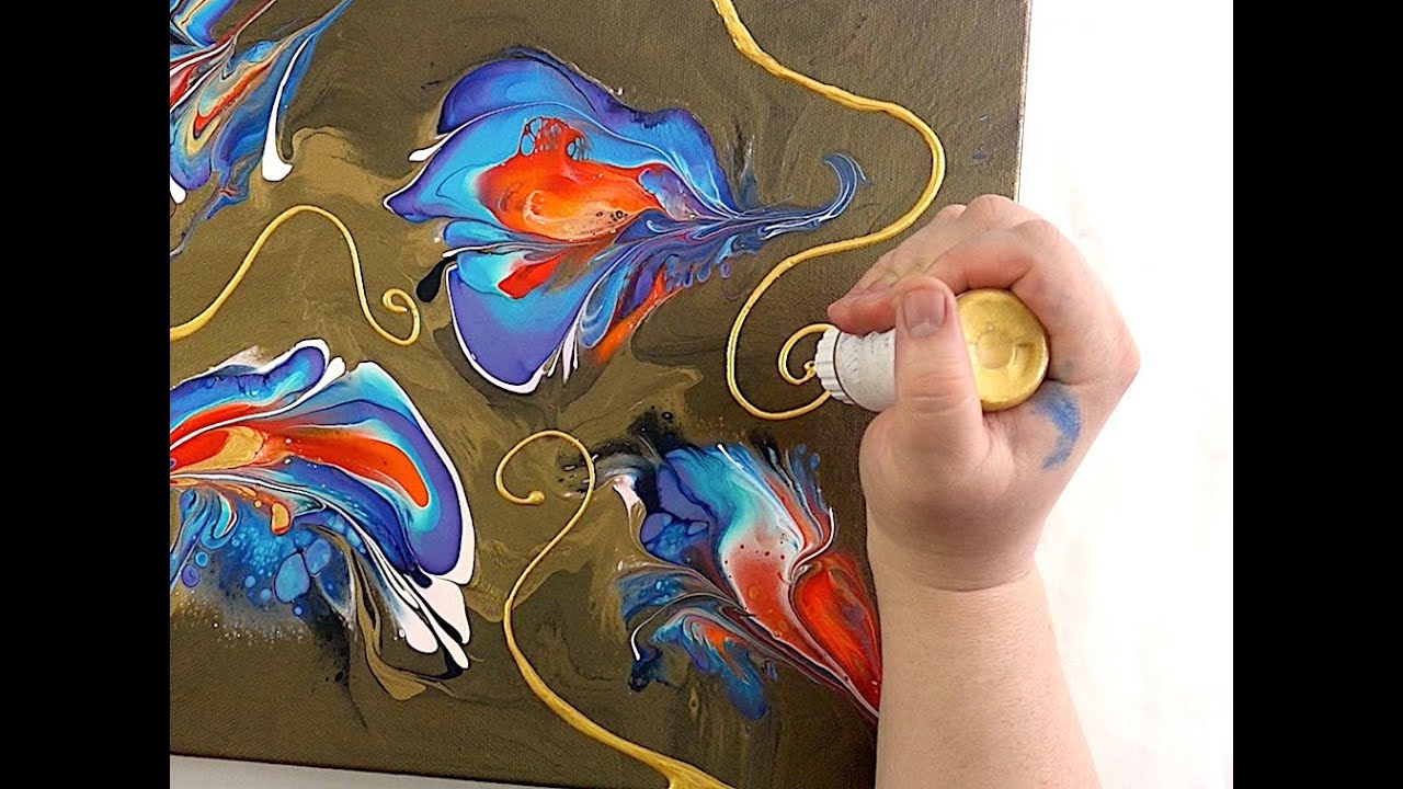 Easy Flower Pour | 24K Gold Embellishment | Vines & Leaves in 24K