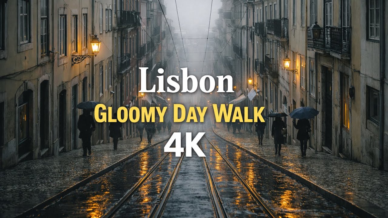 Walking Through Lisbon on a Grey Day – 4K No Music City Ambience Walk