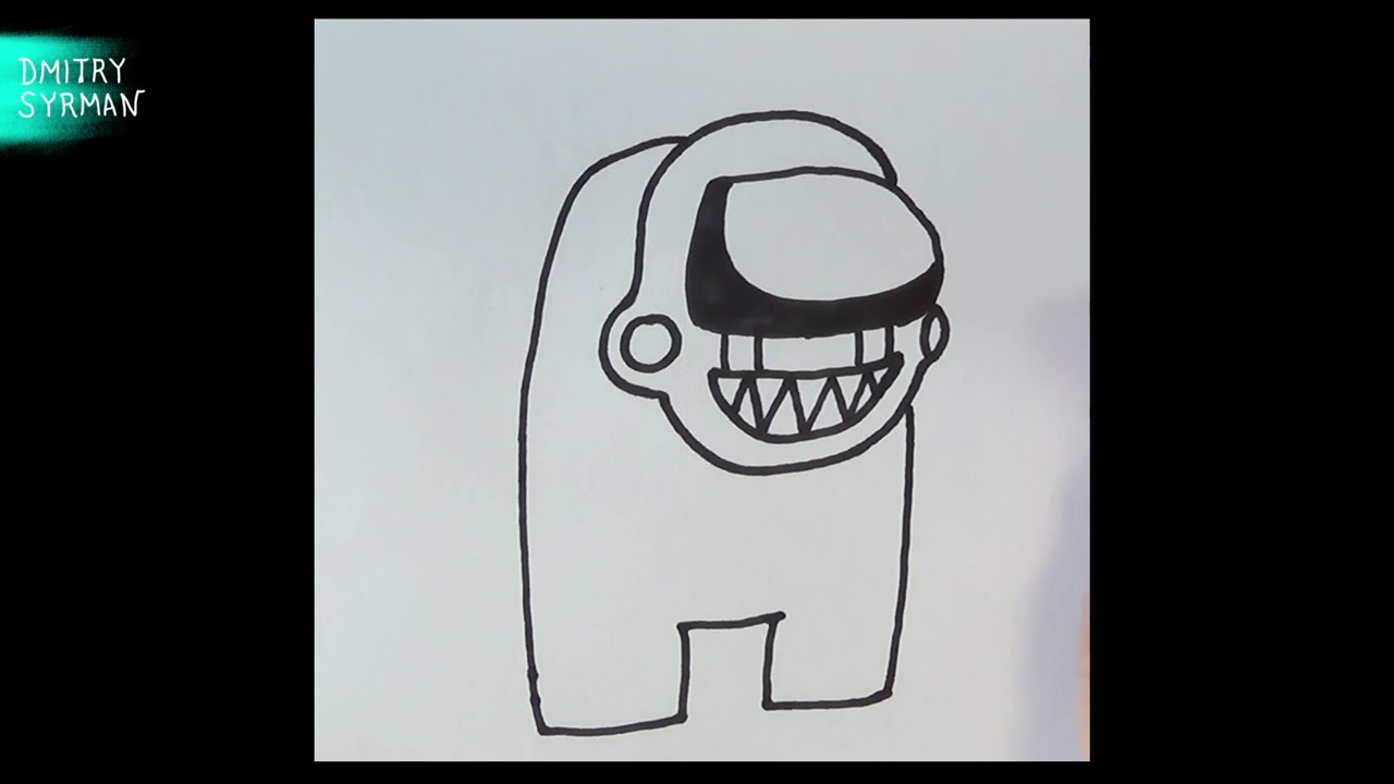 Как нарисовать Амонг Ас Кошмарную  Марионетку ФнаФ, How to draw Among Us Nightmare Marionette FnaF