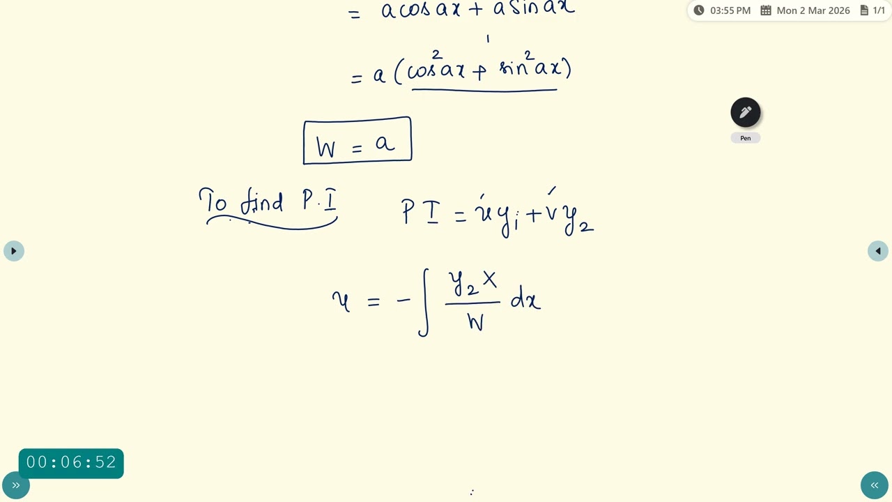 Ordinary Differenial Equation Problem 6 Dr A R Deepa